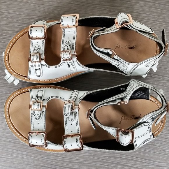 Julien David Fringe Platform Sandal, White Leather, Womens Size 6 & 7 - Picture 9 of 10